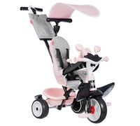 Smoby Triciclo Baby Driver Confort Rosa 3 en 1 Progresivo para Niños a Partir de 10 Meses, con Parasol Anti-UV, Volante con Claxon y Ruedas Silenciosas (7600741504)