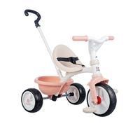 Smoby - Be Move Rose - Triciclo Infantil con Barra de Empuje, Asiento con cinturón de Seguridad, Marco metálico, Pedal Libre, para niños a Partir de 15 Meses
