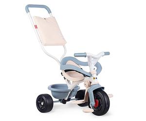 Smoby - Triciclo Evolutivo Be Fun Confort Azul, Sillín Regulable, Bloqueo de Dirección, Cinturón de Seguridad, Volquete Trasero, Barra Parental Regulable, Incluye Bolsa Guardaobjetos (7600740416)
