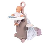 SMOBY Trolley Baby Nurse 3 en 1: Maleta + Trona + Cuna, para Muñecos Bebé de hasta 42 cm (7600220374), Multicolor