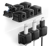 smofish Soporte organizador de cables Regalo, 3 Pcs clips magnéticos de 3 ranuras para cables de escritorio, fuerte soporte de cable de carga para teléfono, soporte de cargador de alambre(Negro)