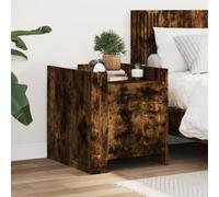 Smoked Oak Engineered Wood Nightstand 45x50x50 cm, Elegant Bedside Table with Large Storage Compartment, Sturdy & Moisture-Resistant for Bedroom or Living Room, Easy to Clean & Assemble