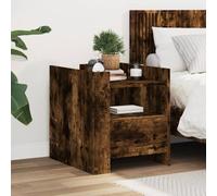 Smoked Oak Engineered Wood Nightstand 45x50x50 cm with Drawer, Sturdy Bedside Table for Bedroom & Living Room, Modern Side Table with Wall Mount, Easy to Clean & Assemble