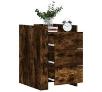Smoked Oak Engineered Wood Nightstand 45x50x65 cm with 3 Drawers, Sturdy Bedside Table for Bedroom & Living Room, Modern Storage Cabinet with Wall Mounting Kit, Easy to Clean & Assemble
