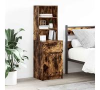 Smoked Oak Nightstand 39x35x125 cm Engineered Wood Bedside Table with Drawer and 2 Shelves, Sturdy Storage Cabinet for Bedroom Living Room, Modern Elegant Design, Easy Assembly