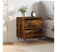Smoked Oak Nightstand 40x35x50 cm with 2 Drawers, Engineered Wood Bedside Table for Bedroom, Modern End Table with Wall Mount, Sturdy Storage Cabinet for Living Room, Dorm, Easy to Clean Surface