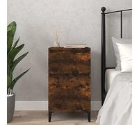 Smoked Oak Nightstand 40x35x70 cm with Storage Cabinet, Elegant Bedside Table for Bedroom, Durable Plywood with Wall Mounting Kit, Modern Display Surface for Decor Photos