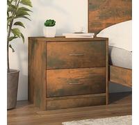 Smoked Oak Nightstand with 2 Drawers - 40x30x40 cm Plywood Bedside Table for Bedroom Living Room - Classic Wooden End Table with Storage Space for Decor, Books, Remote Control