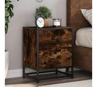 Smoked Oak Nightstand with 2 Drawers - Engineered Wood Bedside Table 40x31x50 cm Modern Storage Cabinet for Bedroom Living Room Durable & Easy to Clean