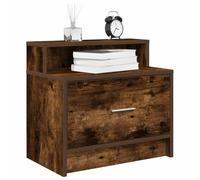 Smoked Oak Nightstand with Drawer 51x31x47 cm, Modern Bedside Table with Storage, Sturdy Engineered Wood, Compact Night Stand for Bedroom, Living Room, Office, Easy Assembly, Smooth Surface