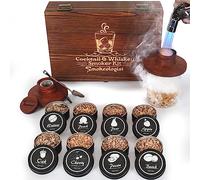 SMOKEOLOGIST Whisky, cóctel y kit de ahumador antiguo con antorcha, incluye 8 sabores únicos de madera natural, caja de madera de lujo, antorcha de butano premium (combustible de butano no incluido)