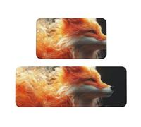Smokey Fox - Juego de 2 tapetes de cocina antideslizantes de madera antifatiga, tapetes largos para el hogar y la oficina