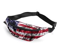 Smoking American Flag Skull Hibiscus Flowers and Hummingbirds Fanny Pack, Adult Kids Sport Riñonera para Hombres Mujeres