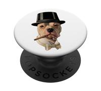 Smoking Dog in Top Hat Public Domain Art TPA Funny PopSockets PopGrip Adhesivo