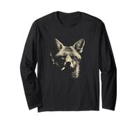 Smoking Fox Head Cool Animal Urban Smoke Vibe Manga Larga