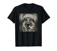 Smoking German Shepherd Dog Meme Cigarette Grunge Beanie Camiseta