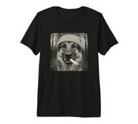 Smoking German Shepherd Dog Meme Cigarette Grunge Beanie Camiseta Premium