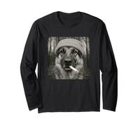 Smoking German Shepherd Dog Meme Cigarette Grunge Beanie Manga Larga