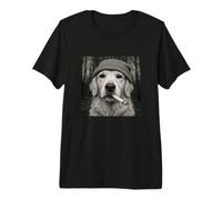 Smoking Golden Retriever Dog Meme Cigarette Grunge Beanie Camiseta Premium