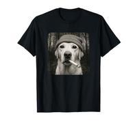 Smoking Labrador Retriever Dog Meme Cigarette Grunge Beanie Camiseta