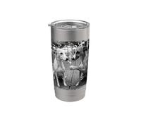 Smoking Whippet Urban Street Scene Negro Blanco Vaso térmico de acero inoxidable de doble pared