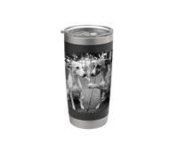 Smoking Whippet Urban Street Scene Negro Blanco Vaso térmico de acero inoxidable de doble pared
