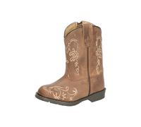 Smoky Children's Jesse Embroidered Leather Western Cowboy Boots - Brown Crackle