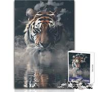 Smoky Tiger Beast para Adultos, Rompecabezas de 1000 Piezas, Juego Educativo Divertido de Actividades de Aprendizaje, Cualquier ocasión, tamaño 38x52cm
