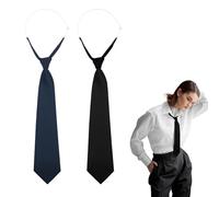 Smomend 2pcs Corbatas Negras Para Mujer, Corbata Negra, Corbata Larga Y Ajustable En Poliéster Y Algodón, Ideal Para Uniformes, Graduaciones, Bodas Y Eventos Profesionales, Diseño Elegante Y Versátil