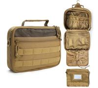 SMONT Neceser táctico para Hombre, 9.5 Pulgadas, Kit de Aseo para Colgar, Bolsa de higiene de Afeitado para Viajar al baño, Brown, Multifuncional: