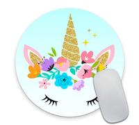 Smooffly Cute Unicorn Round Mouse Pad Office Presents Teacher Presents Promotional Items Unicorn Face Mouse Pad