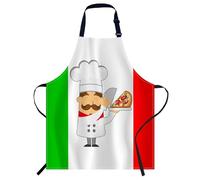 Smooffly Delantal ajustable para pizza, diseño de bandera de Italia, ideal para cocinar, cocinar, cocinar, cocinar, para el hogar, restaurante, cafetería, hornear, jardinería, barbacoa, Pizza de chef