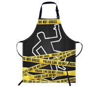 Smooffly Delantal de escena de policía, delantal de cuello ajustable para hombres y mujeres, adecuado para cocina, cocina, camarera, chef, Escena de policía, 27x31 Inch