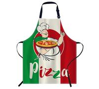 Smooffly Delantales para cocina doméstica A07, Bandera italiana con chef de pizza, 27x31 Inch