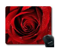 Smooffly Flower Gaming Mouse Pad Red Rose with Water Droplets Customized Rectangle Non-Slip Rubber Mousepad Gaming Mouse Pad