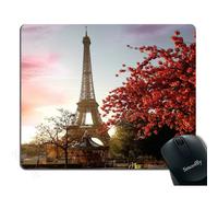 Smooffly Francia Pars Pad de ratn Maana de primavera con Eiffel Tower Cityscape Red Flower Desings Gaming Mouse Pad