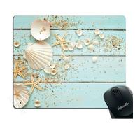 Smooffly Gaming Mouse Pad Custom Starfish Decoration Shells Pebbles Customized Rectangle Non-Slip Rubber Mousepad Gaming Mouse Pad