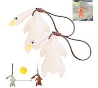 Smoohh Car Color Changing Roast Duck Creative Pendant, UV Color-Changing Roast Duck Keychain, Fun Mirror Hanging Ornament(2 pcs)