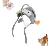 Smoohh Cat Hat Wearable Cat Tree,Fish Cat Feather Hats Toys,Adjustable Head Mounted Cat Headgear,Head Mounted Cat Headgear Interactive Teasing Cat Toy,Funny Cat Hat Feather Toy for Indoor(B)