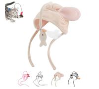 Smoohh Cat Hat Wearable Cat Tree,Fish Cat Feather Hats Toys,Adjustable Head Mounted Cat Headgear,Head Mounted Cat Headgear Interactive Teasing Cat Toy,Funny Cat Hat Feather Toy for Indoor(D)