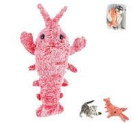 Smoohh Floppy Lobster Interactive Dog Toy,Soft & Washable Cute Cat Toys,Interactive Dog Toy,Floppy Lobster Dog Toy,USB Charging Jumping Lobster Cat Toys,Plush Lobster Dog Chew Toy(Pink)