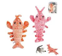 Smoohh Floppy Lobster Interactive Dog Toy,Soft & Washable Cute Cat Toys,Interactive Dog Toy,Floppy Lobster Dog Toy,USB Charging Jumping Lobster Cat Toys,Plush Lobster Dog Chew Toy(Pink+Beige)