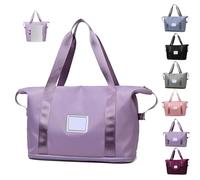 Smoohh High-capacity Double-layer Wet Separation Travelling Bag, Foldable Travel Bag Expandable, Large Capacity Tote bag Women(Purple)