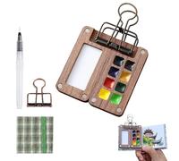 Smoohh Travel Paint Palette,Mini Watercolor Travel Paint Palette with Clip,Travel Ready Paint Palette Bundle,Portable Wooden Colour Magnetic Palette Box for Drawing(Watercolor is Not Included(D)
