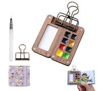 Smoohh Travel Paint Palette,Mini Watercolor Travel Paint Palette with Clip,Travel Ready Paint Palette Bundle,Portable Wooden Colour Magnetic Palette Box for Drawing(Watercolor is Not Included(B)