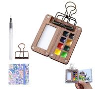 Smoohh Travel Paint Palette,Mini Watercolor Travel Paint Palette with Clip,Travel Ready Paint Palette Bundle,Portable Wooden Colour Magnetic Palette Box for Drawing(Watercolor is Not Included(C)