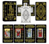 Smoostart Cartas de tarot francés con significados, mazo de cartas de tarot con guía para principiantes, palabras clave, elemento, planeta, zodiaco, chakra, sí o no, tono musical, numerología,