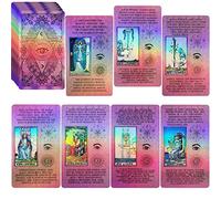 Smoostart Cartas de Tarot holográficas de PVC con significados en Ellas, Cartas de Tarot de lámina de Oro de Lujo Antiarrugas Impermeables de PVC con guía y Caja Exquisita para Principiantes