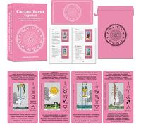 Smoostart Cartas Tarot Español Rosa para Principiantes con Explicación, Tarot con Guía para Principiantes, Incluye una Bonita Bolsa de Almacenamiento
