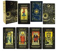 Smoostart PVC Cartas de Tarot con Significados en Ellos, Impermeable Antiarrugas Tarot de Lujo con Libro Guía y Caja Exquisita para Principiantes o Profesionales (Universo Negro)